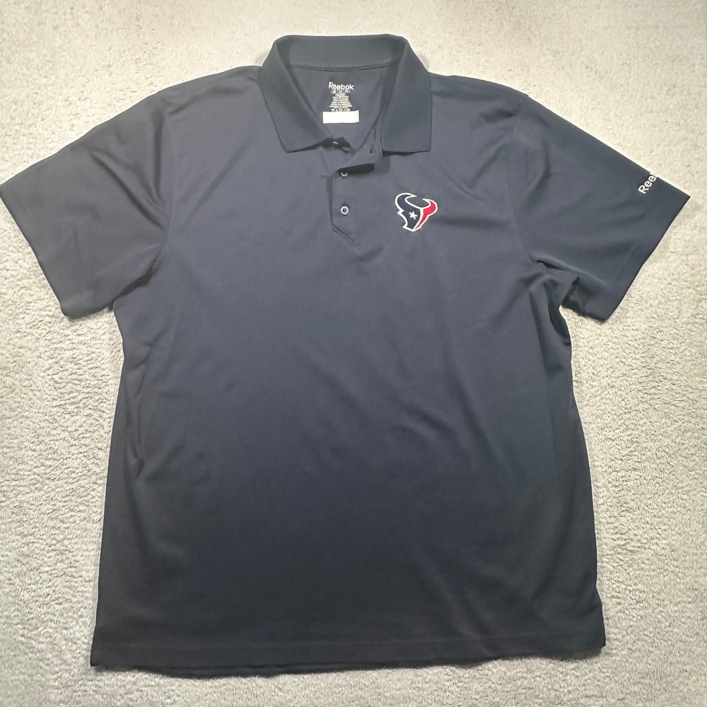VTG Y2K Reebok Polo Shirt Men 2XL Houston Texans NFL PlayDry Athletic Sportswear